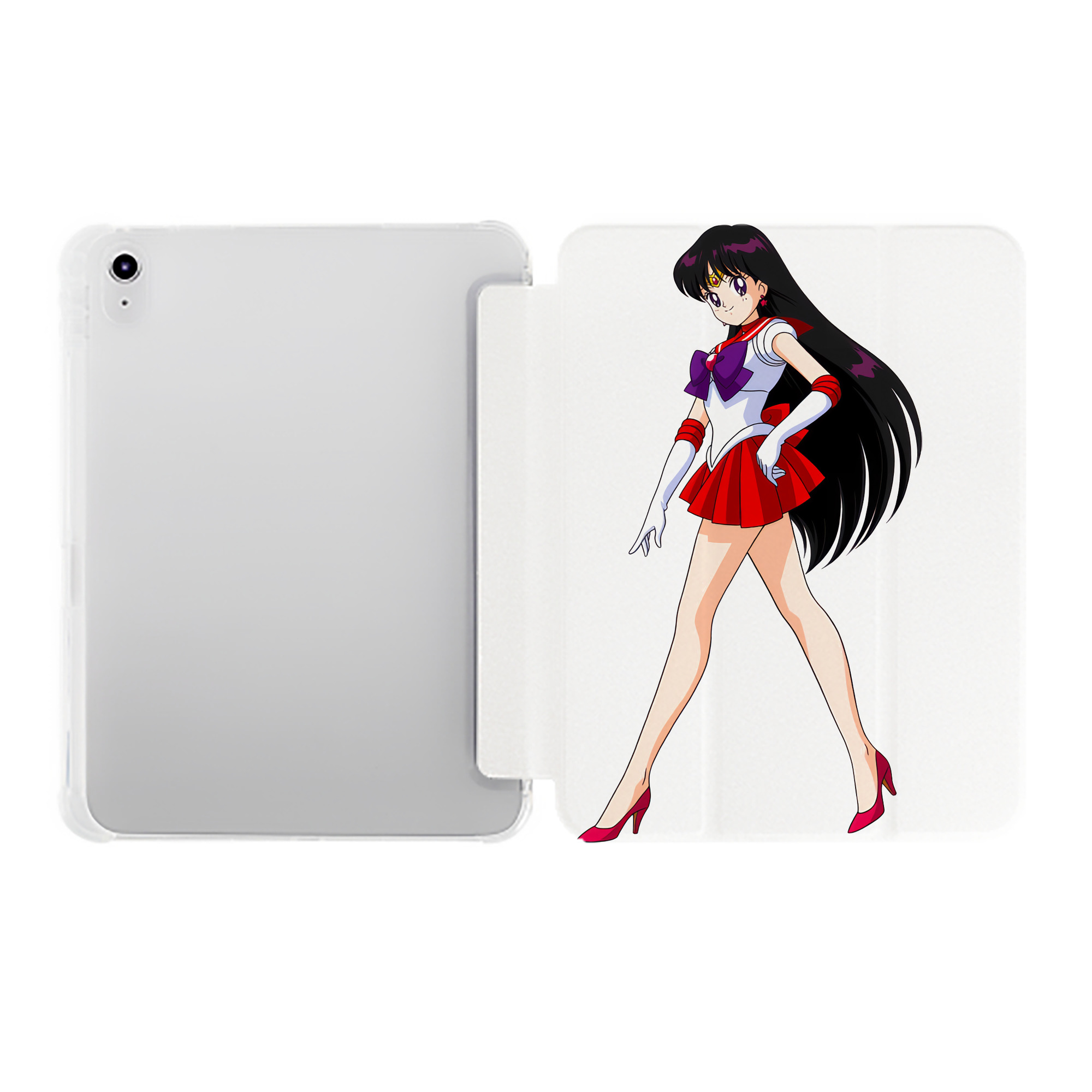 （画像用） 美少女戦士セーラームーン 火野レイ ひの レイ Sailor Moon Hino Rei （セーラーマーズ,Sailor Mars） IPad ケース ペン収納付き 三つ折りスタンド PUレザー×シリコン 対応機種9.5/10.5/10.9インチ